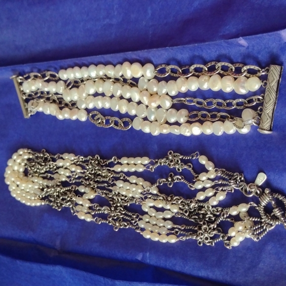 Bridal Art Nouveau Pearl  .925 Sterling Silver Cho - Picture 7 of 10